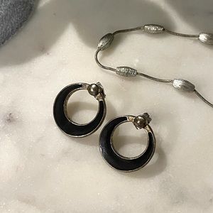 FREE with PURCHASE Vintage black enamel door knocker hoop earrings